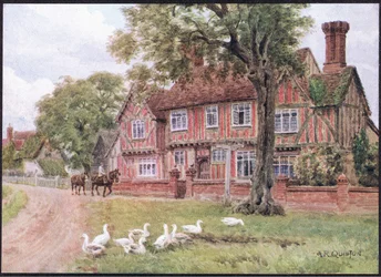 Farmhouse, Brent Eleigh, Suffolk, z The Cottages and the Village Life of Rural England vydané nakladatelstvím Dent & Sons Limited, 1912